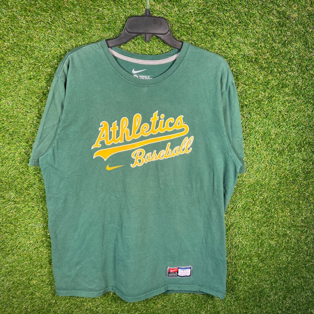 Nike Oakland Athletics Baseball Shirt Mens XL Green Graphic Tee‎ Short Sleeve